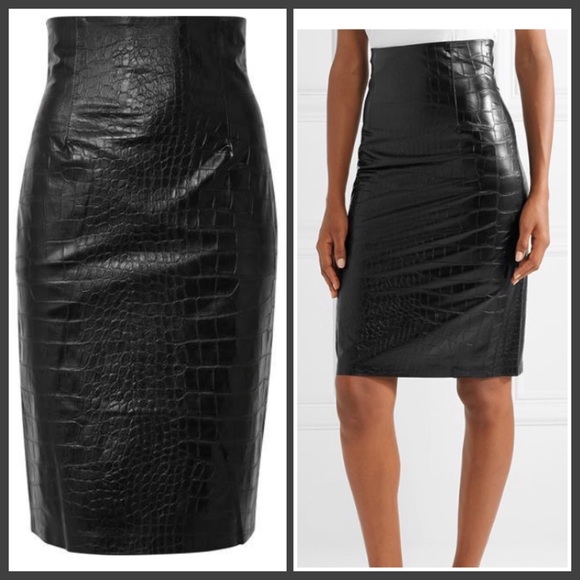 Nanushka ANIA Faux Leather Croc MIDI Skirt XS - Picture 4 of 7